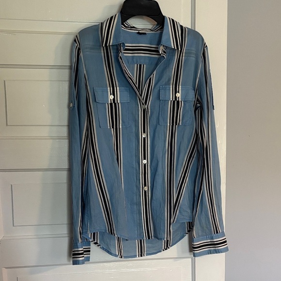 Theory Tops - Theory Blue and White Striped Shirt